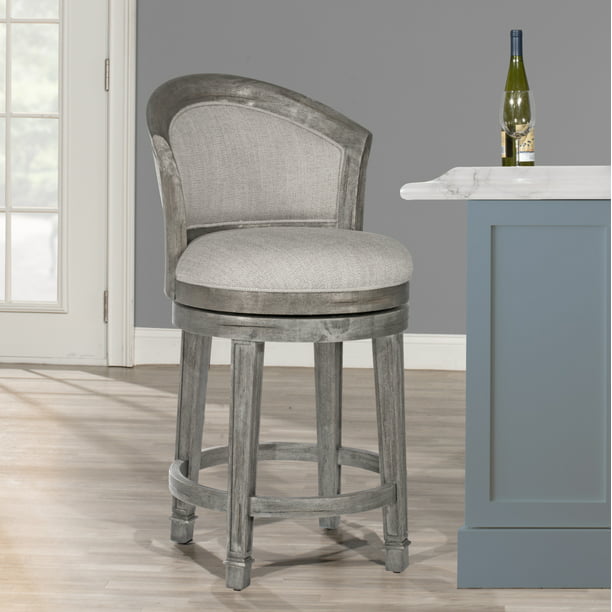Hilale Furniture Monae Wood, Grey Upholstered Bar Height Stools