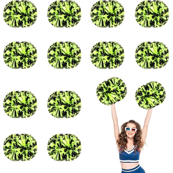 12 PCS pom poms Cheerleading,13.8inch Sports Team Spirits Cheering Squad Dance Training with Handle