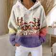 thumbnail image 2 of Hoodies for Women Oversized Winter Plush Cute Sweatshirts Pullover Trendy Fall Winter Clothes with Christmas Print for Comfortable Seasonal Wear,Purple Pink,L, 2 of 6