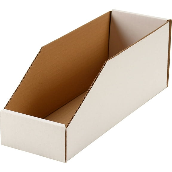 Global Industrial Open Top Corrugated Bin Box, 4"W x 12"D x 4-1/2"H, White, Lot of 50