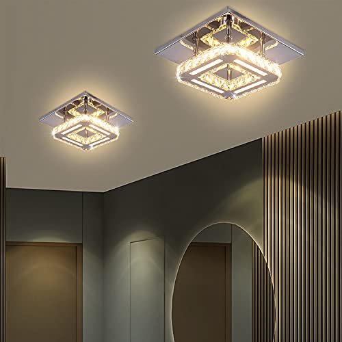 Modern Crystal Ceiling Light Fixture Mini Square Semi Flush Mount Chandelier Hallway Bedroom Closet Com Modern Crystal Ceiling Light Fixture, Small Gold Chandelier For Closet