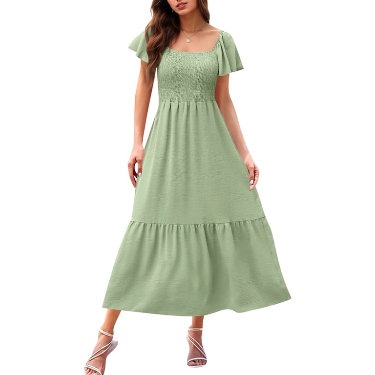 Formal Dresses Women, Casual Square Neck Bell Sleeve Pleated Maxi Dress With Pockets Loose Fit Beach Wedding Guest Cocktail Party Vacation Sundress Valentine Midi Dress Cocktail (L, Light Green) - Walmart.com Formal Dresses Women, Casual Square Neck Bell Sleeve Pleated Maxi Dress With Pockets Loose Fit Beach Wedding Guest Cocktail Party Vacation Sundress Valentine Midi Dress Cocktail (L, Light Green) - Walmart.com