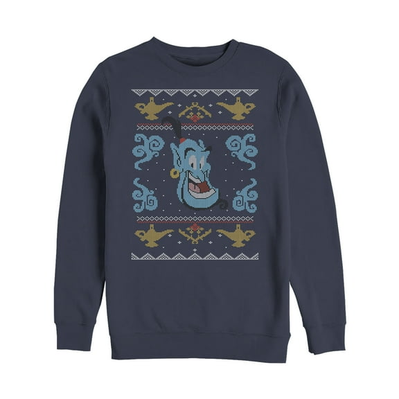 Men's Aladdin Ugly Christmas Genie Pattern  Sweatshirt Navy Blue X Large