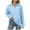 Light Blue, variant on Diufon Cotton Sweaters for Women Solid Color Pullover Tops Lapel V Neck Long Sleeve Blouses
