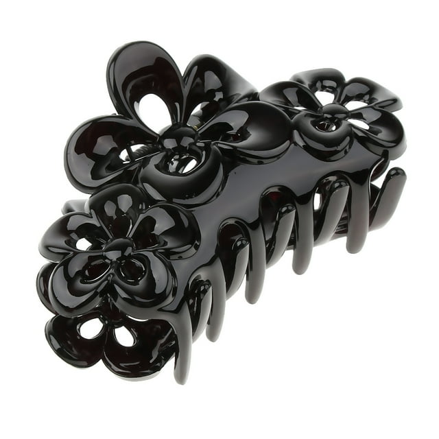 Patrones De Pelo De Flores Huecas Para Mujer, Cierre De Garra De Pelo Grande, Pinzas, Color Negro Sunnimix Garra de pelo grande para mujer