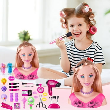 TOFOTL Kids Styling And Makeup Head Pretend Playset, 34Pcs Styling Head Doll Toy,White Elephant Gifts