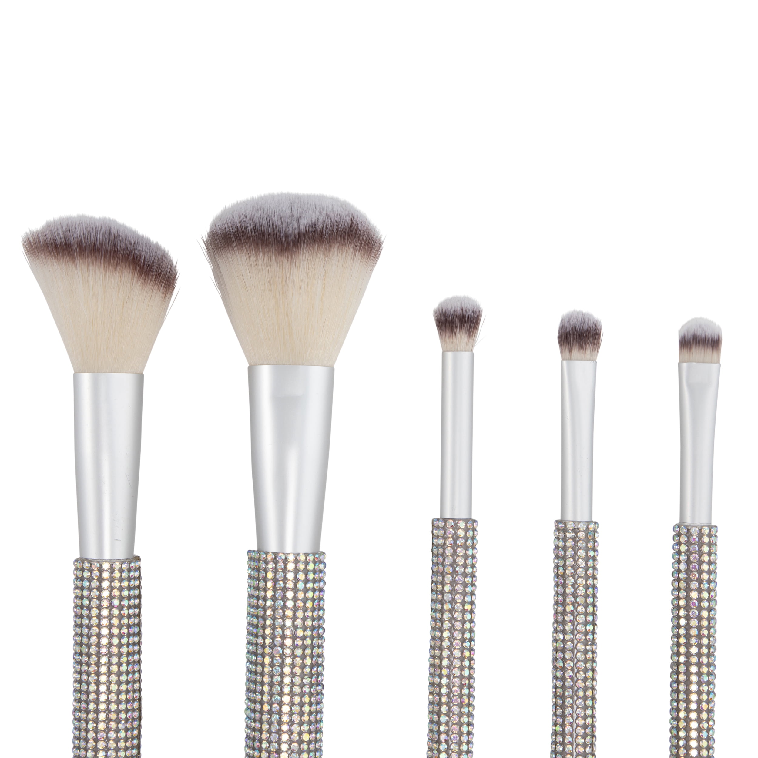 5pc Bling Brush Set with Polystyrene Holder. Face and Eye Brushes for Professional Look. Holds brushes  upright to keep them clean and tidy.