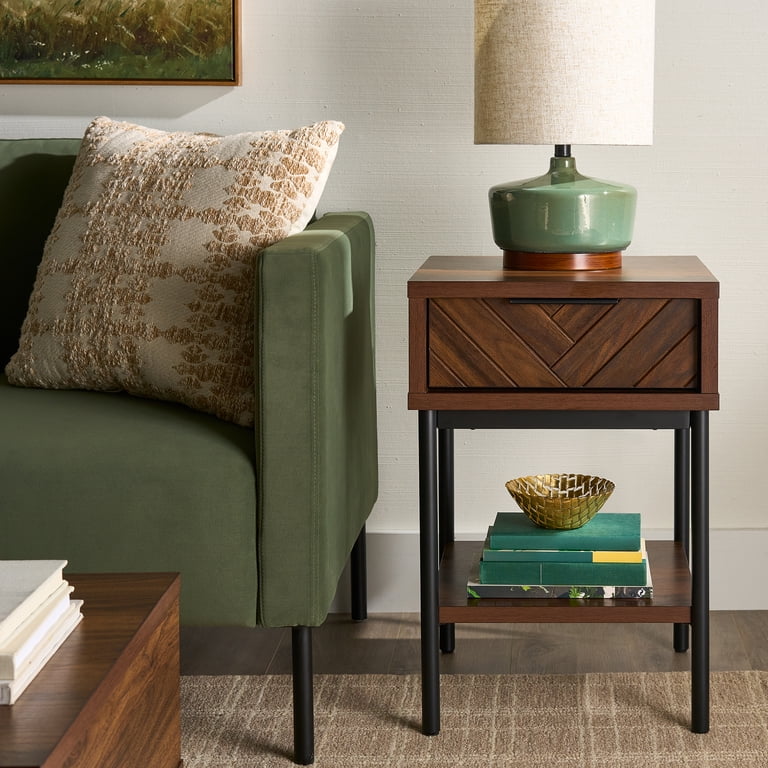 Better Homes & Gardens Wyatt Geo End Table, Walnut photo 1