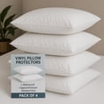 thumbnail image 2 of Paquete de 4 fundas de almohada de vinilo con cremallera de lujo: protectores impermeables para almohadas más duraderas. Tamaño estándar 20""x29"". Ideal para uso doméstico, hotelero y hospitalario., 2 of 5