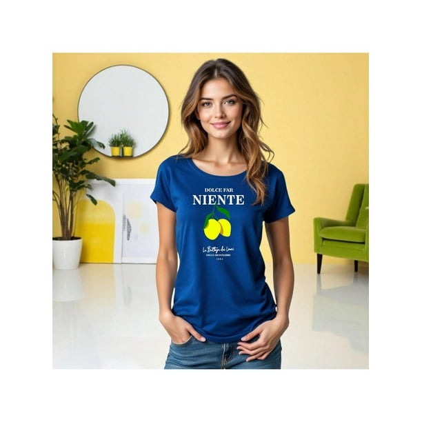 Playera Blusa De LimonesDolce Far Niente – Disfruta el Placer de No Hacer Nada con Estilo Color Azul Talla Mediana Marca Emil SaEs