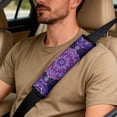 thumbnail image 5 of Xoenoiee Purple Boho Mandala Flower Pattern Car Front Seat Covers Set of 5, Car Accessories for Men Women, PU Leather Bucket Seat Covers with Seatbelt Covers Armrest Pad Universal for Truck SUV Vans, 5 of 7