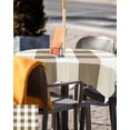 thumbnail image 5 of Lsrtoss Outdoor Tablecloth with Umbrella Hole & Zipper, Brown Plaid Square Tablecloth 54x54 Inch, Spring Summer Farmhouse Buffalo Checkered Patio Table Cover Waterproof Table Cloth for Picnic/Party, 5 of 7