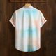 thumbnail image 4 of Blusa y camisa de manga corta con cuello vuelto para hombre, estilo casual, con botones, estampado playero, de manga corta, de poliéster, 4 of 5