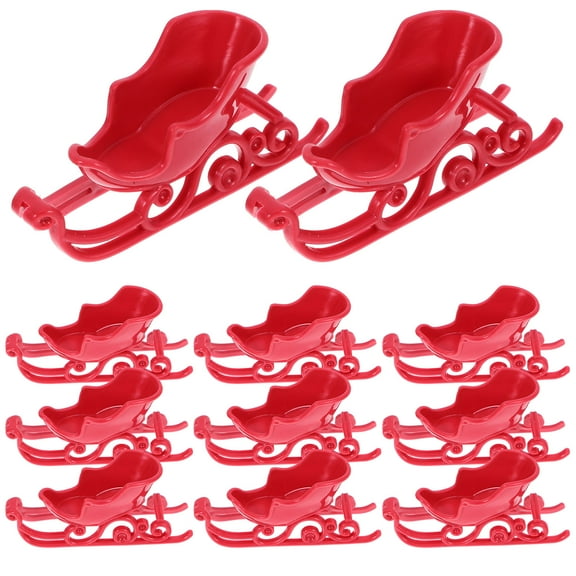 FRCOLOR 12pcs Christmas Mini Santa Sleigh Ornaments for Doll House Decoration