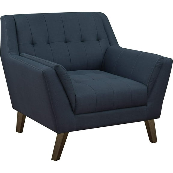 Accent Chair Mid Century Modern - Tufted Blue Chair, Stylish Living Room Seating, 38" H x 18" W x 24" D