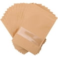 thumbnail image 1 of Kraft Zip Lock Stand Up Food Bags, Katfort 100PCS Kraft Bags Pouches with Window & Tear Notch, 8.7"x5.5" Food Saver Food Storage Bags Paper Party Gift Favor Wrap for Candy, Coffee Beans Nuts, 1 of 7
