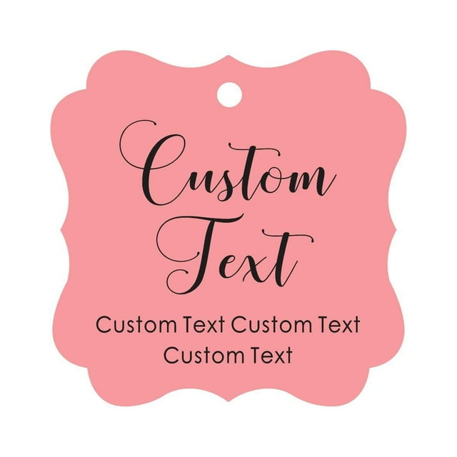 Darling Souvenir Personalized Paper Hang Tags Custom Text Wedding Party Gift Favor Tags -Peach & Pink-100 Tags