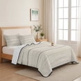 thumbnail image 5 of Twin Quilt Set 68''x86'', Beige Wood Grain Lightweight Summer Bedspread Coverlet Set with 2 Pillow Shams, Rustic Retro Wooden Plank Farmhouse Breathable All Season Quilt Bedding for Dorm/Bedroom, 5 of 9