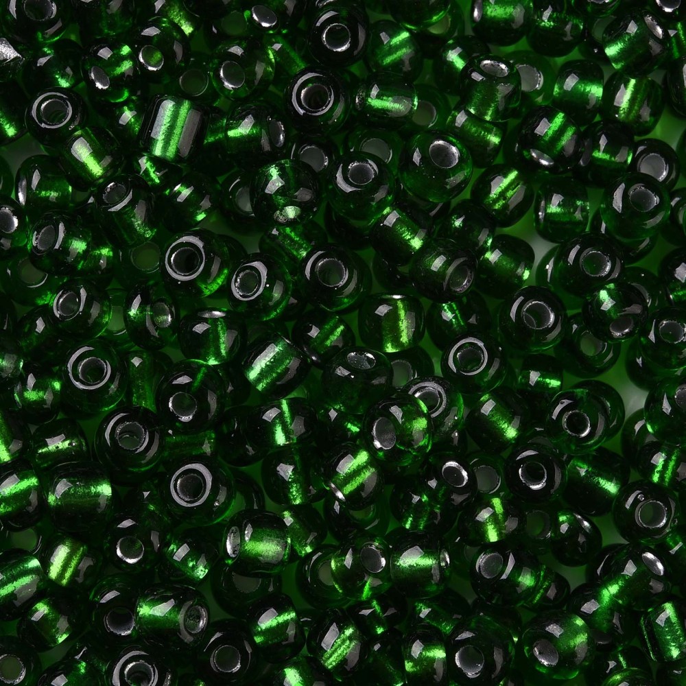 6/0 Glass Seed Beads Silver Lined Round Hole Round Green 4mm Hole: 1.5mm about 6639 pcs/pound DIY