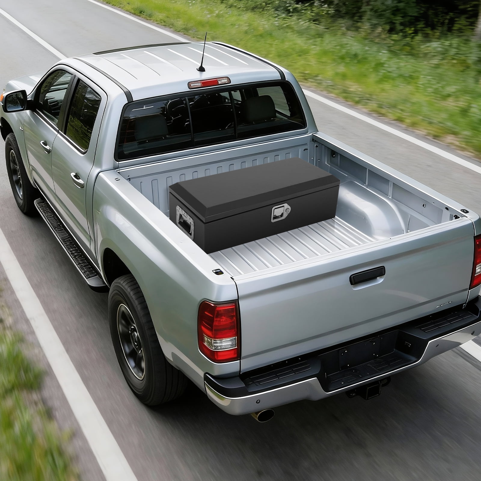 Truck Bed Tool Box,Heavy Duty Diamond Plate Tool Box with Side Handles, Lock and Keys,Storage Organizer Chest Box for Pickup, Truck Bed, RV, Trailer