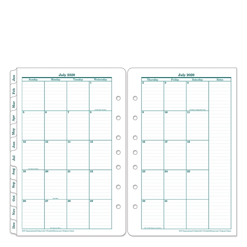Jun 2021 Jul 2020 FranklinCovey Classic Hpov Two Page Monthly Ring-Bound Tabs