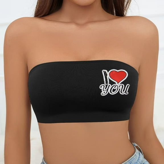 Women Strapless Bandeau Bra Tube Tops Bra Bralette Comfortable Non-Padded Bra