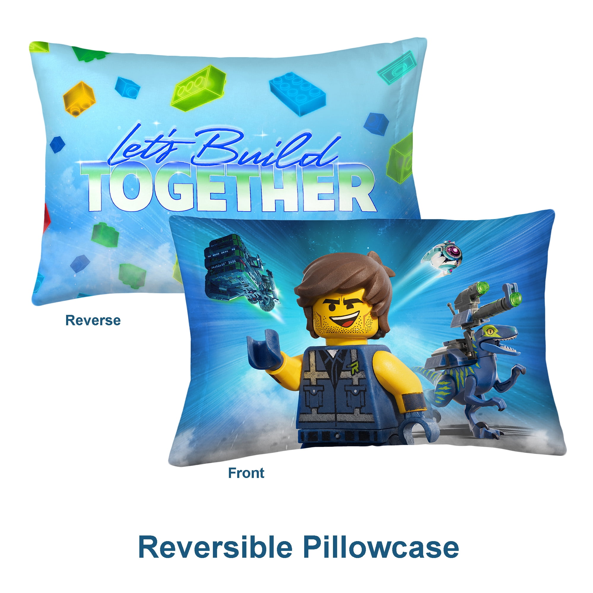 Blue Ultra Soft Microfiber Pillowcase for Kids. Playtime Story-Time Pillowcase with Over 20 Starter Sentences and Images