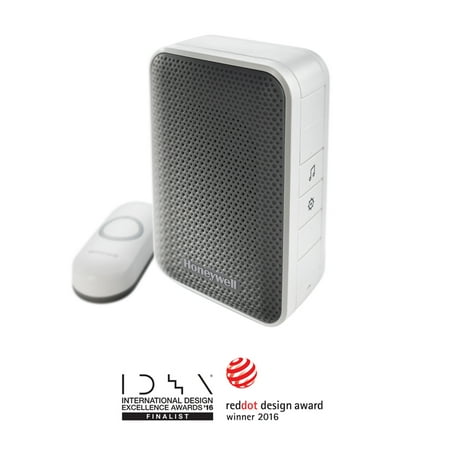 Designer Series Doorbell - Honeywell 3 Series Portable Wireless Doorbell & Push Button, White