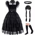 thumbnail image 1 of Girls dress cosplay Wednesday Brigitte princess dress lace stitching puff sleeves children, 1 of 2