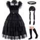 thumbnail image 1 of Girls dress cosplay Wednesday Brigitte princess dress lace stitching puff sleeves children, 1 of 2