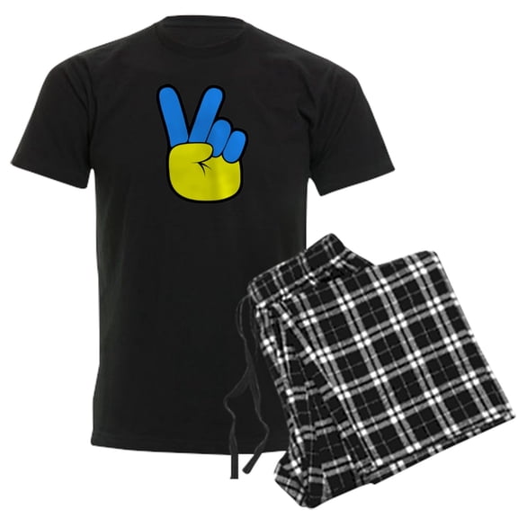 CafePress - Ukrainian Flag Peace Sign Ukraine Native H Pajamas - Men's Dark Loose Fit Cotton Pajama Set
