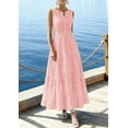 thumbnail image 4 of PRETTYGARDEN Summer Dresses for Women Sundresses Sleeveless V Neck Eyelet A Line Flowy Beach Vacation Spring Maxi Dress, 4 of 9