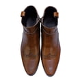 thumbnail image 6 of Santimon Men Leather Boots Brogue Oxford Dress Boots Casual Chukka Boots Ankle Boots Brown 6 US, 6 of 7