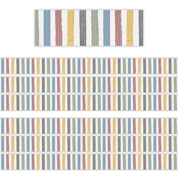 Teacher Created Resources Classroom Cottage Stripes Straight Border Trim, 35 Feet Per Pack, 6 Packs