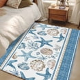 thumbnail image 4 of Blue Coastal Nautical Runner Rug 2.7x5 FT, Non Slip Entryway Carpet, Summer Beach Starfish Shell Coral Washable Soft Floor Carpet Entrance Mat Non-Shedding Throw Rug for Hallway Laundry Room Bedside, 4 of 9