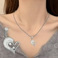 thumbnail image 3 of Mightlink 2Pcs Couple Necklaces Shiny Rhinestone Inlaid Sparkling Geometric Memorial Gift Classic Lover Heart Pendant Necklaces Jewelry Accessories for Anniversary, 3 of 6