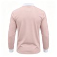 thumbnail image 5 of CCRFTGI Men's Polo Shirts Casual Long Sleeve Button Polo Shirt with Chest Pocket Classic Collared Golf Shirt Pink M, 5 of 5