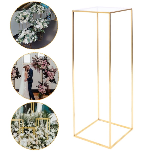 40in Floor Flower Stand Metal Column Wedding Centerpiece Plant Frame Holder, Gold