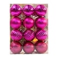 thumbnail image 2 of Aooww 24pcs Christmas Ball Set Christmas Tree Window Display Shopping Mall Decoration Pendant 4cm, Shatterproof Christmas Tree Ornaments, Hot Pink, 2 of 4