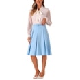 thumbnail image 2 of FALDA MIDI A-LINE PLEATADA CON CINTURÓN PARA MUJERES DE OFICINA INSPIRE CHIC TALLA XS AZUL CIELO, 2 of 6