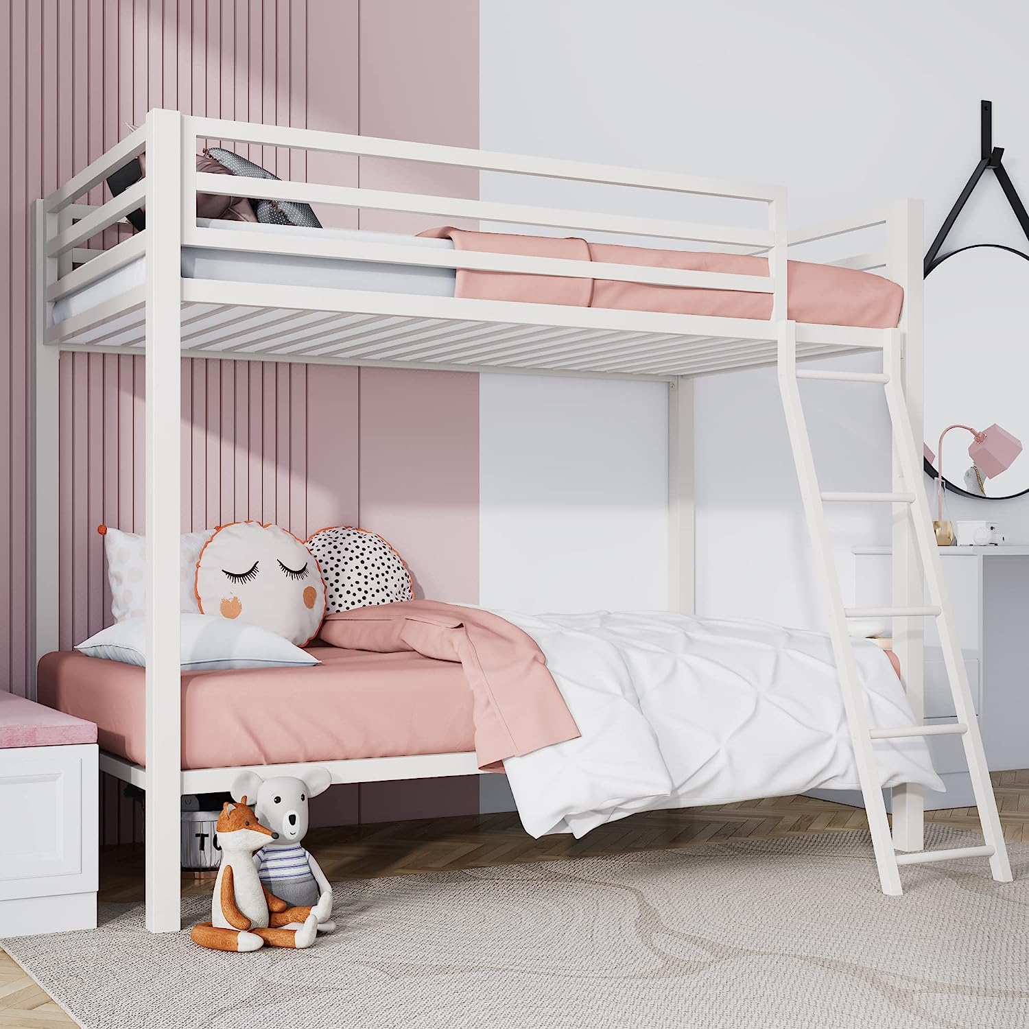 YCH Twin Over Twin Metal Bunk Bed for Juniors Industrial Twin Bunk Beds