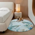 thumbnail image 2 of Coastal Turtle Round Area Rug 5Ft Washable Circle Rugs for Living Room Bedroom, Nautical Eucalyptus Leaves Coral Seaweed Non-Slip Carpet Floor Mats Indoor Outdoor Carpet Runner Aesthetic Home Decor, 2 of 8