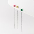 thumbnail image 2 of Love Lodge s925 - Pendientes de plata de ley con un solo diamante, sencillos, geométricos, dulces y frescos, para mujer, 2 of 5