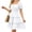 White, variant on Dvprdro Womens Solid Open Neck Short Puff Sleeve Smocked Waist Tiered Ruffle Hem A Line Mini Dress Casual