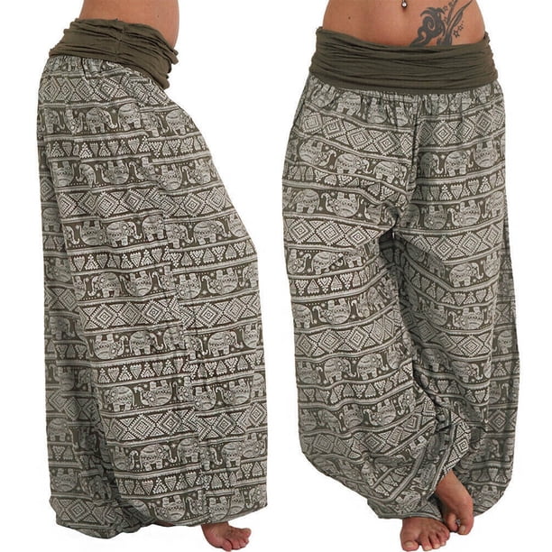 WILLBEST Pantalones Casuales para Mujer, con Estampado de Banda Holgada, Cómodos, de Corte Ancho, para Uso Diario. XXXL