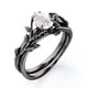 thumbnail image 3 of JeenMata Anillo Nupcial de Piedra Lunar Azul con Diseño de Hoja en Forma de Lágrima de 1 Quilate con Engaste en Garra en Baño de Oro Negro de 18 K sobre Plata, 3 of 6