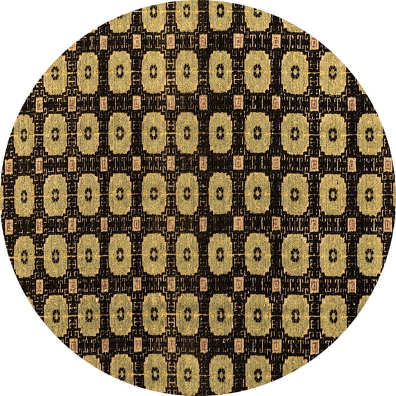 Ahgly Company Indoor Round Abstract Brown Modern Area Rugs, 4' Round