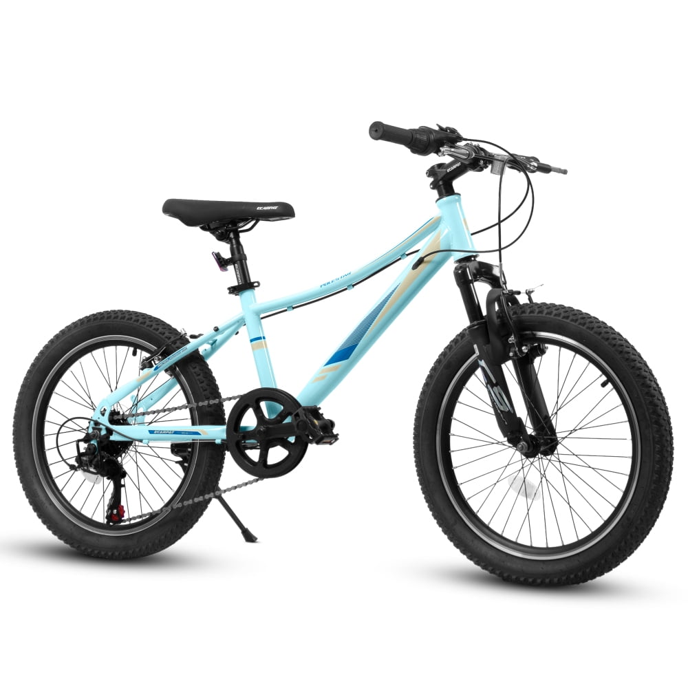20 inch Kids Mountain Bike for Girls Boys 7-12 Years Youth Bicycle MTB, 7-Speed with Suspension Fork, V-Brakes - Pink/Blue