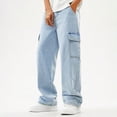 thumbnail image 5 of Mercatoo Teen Boys Cargo Jeans Stretchy Baggy Versatile Straight Elastic Waist Washed Denim Pants Youth Loose Relaxed Streetwear, 5 of 8