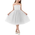 thumbnail image 3 of Loopsun 1-10 Years Girls Sleeveless Strap Outdoor Casual Fashion Dress White, 5-6 Years, 3 of 5